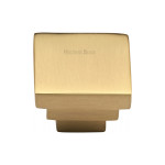 M Marcus Heritage Brass Stepped Design Square Cupboard Knob 32 x 32mm